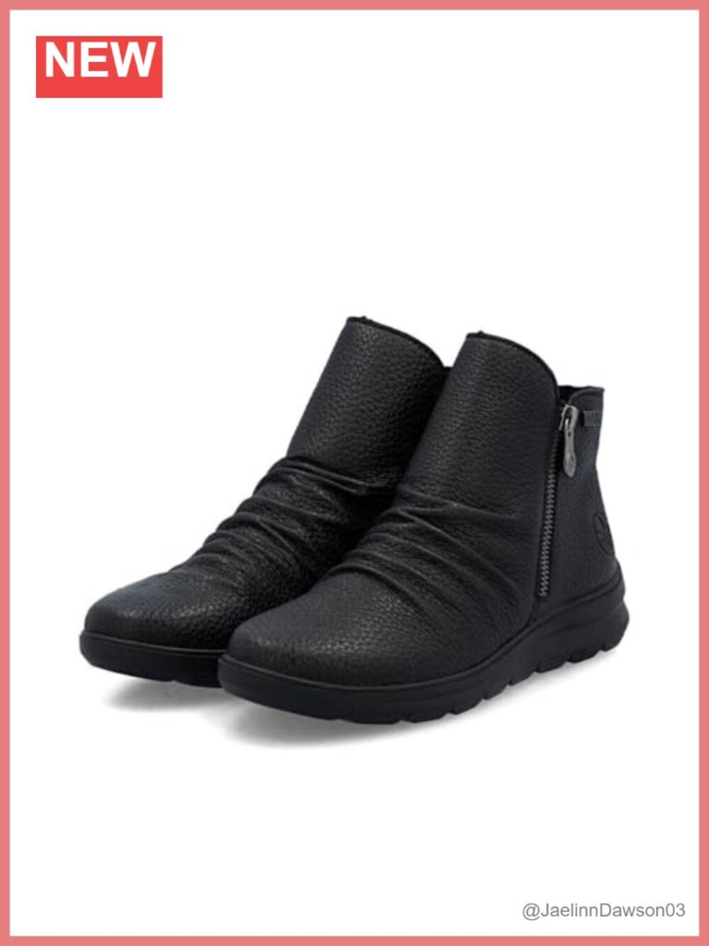 Rieker Women's Leather Slip-On Ankle Booties Low Heel